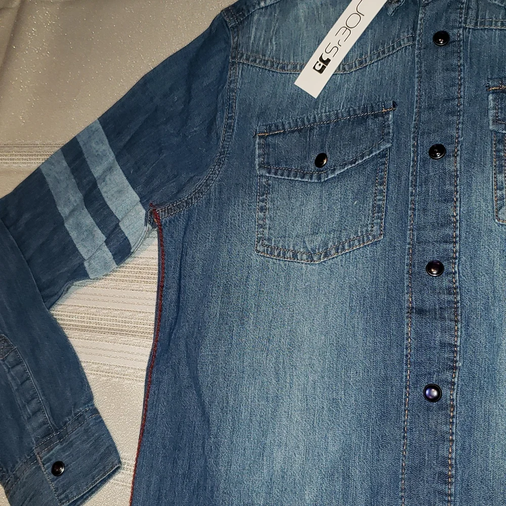JOE'S Long Sleeve Distressed Denim Snap Button Up Shirt NEW Big Kids M (10/12)